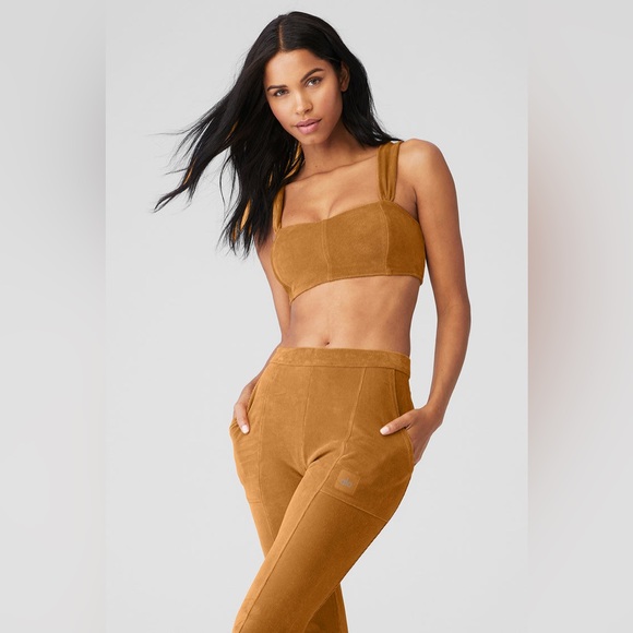 ALO YOGA The Micro Corduroy Winter Break Bra Toffee fall color autumn - Picture 1 of 9